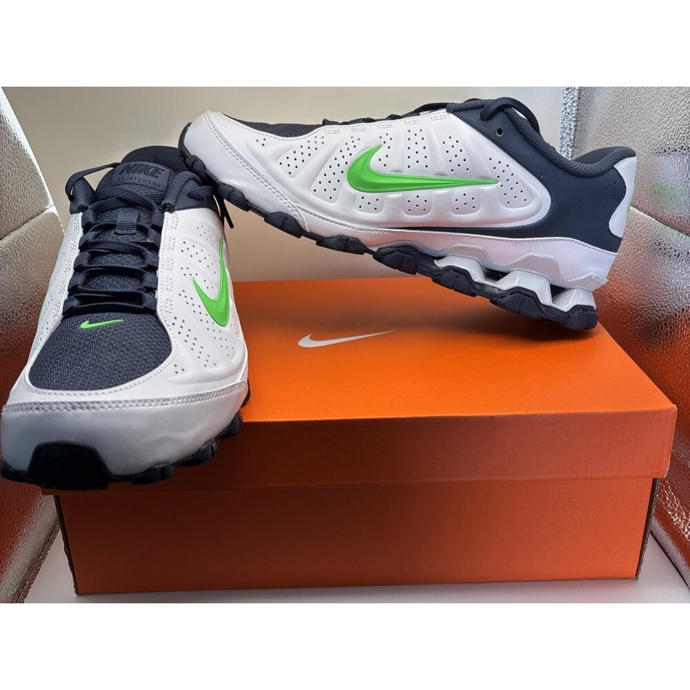 Nike Reax 8 NSW SL Mens Sneakers White Navy Green Strike Size 9.5 IR5118-102 NWB